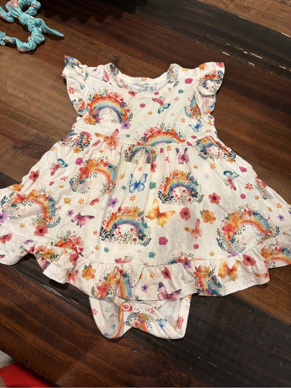 Posh peanut twirl dress bodysuit in lucky rainbow